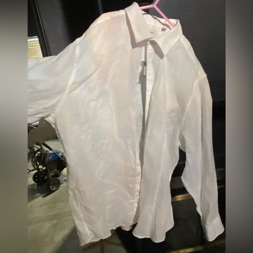 baird mcnutt white linen shirt size l